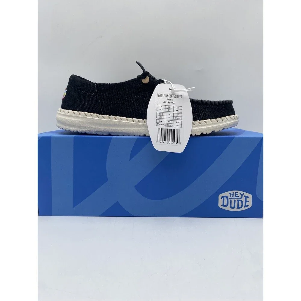 Hey Dude WENDY FUNK CRAFTED TWEED Women's NEW Casual Shoes Black Multiple Sizes